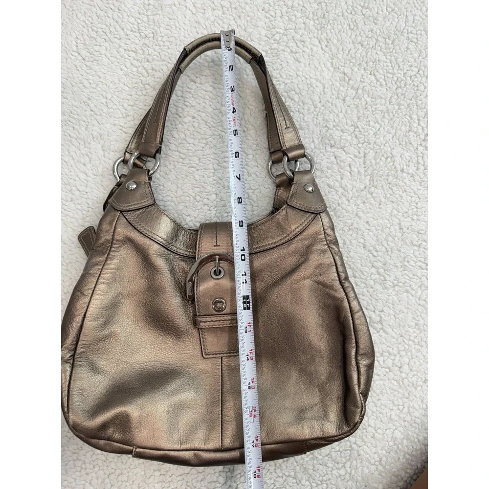 Coach Lynn Soho Leather Metallic Bronze Hobo Buckle Shoulder Bag Y2K